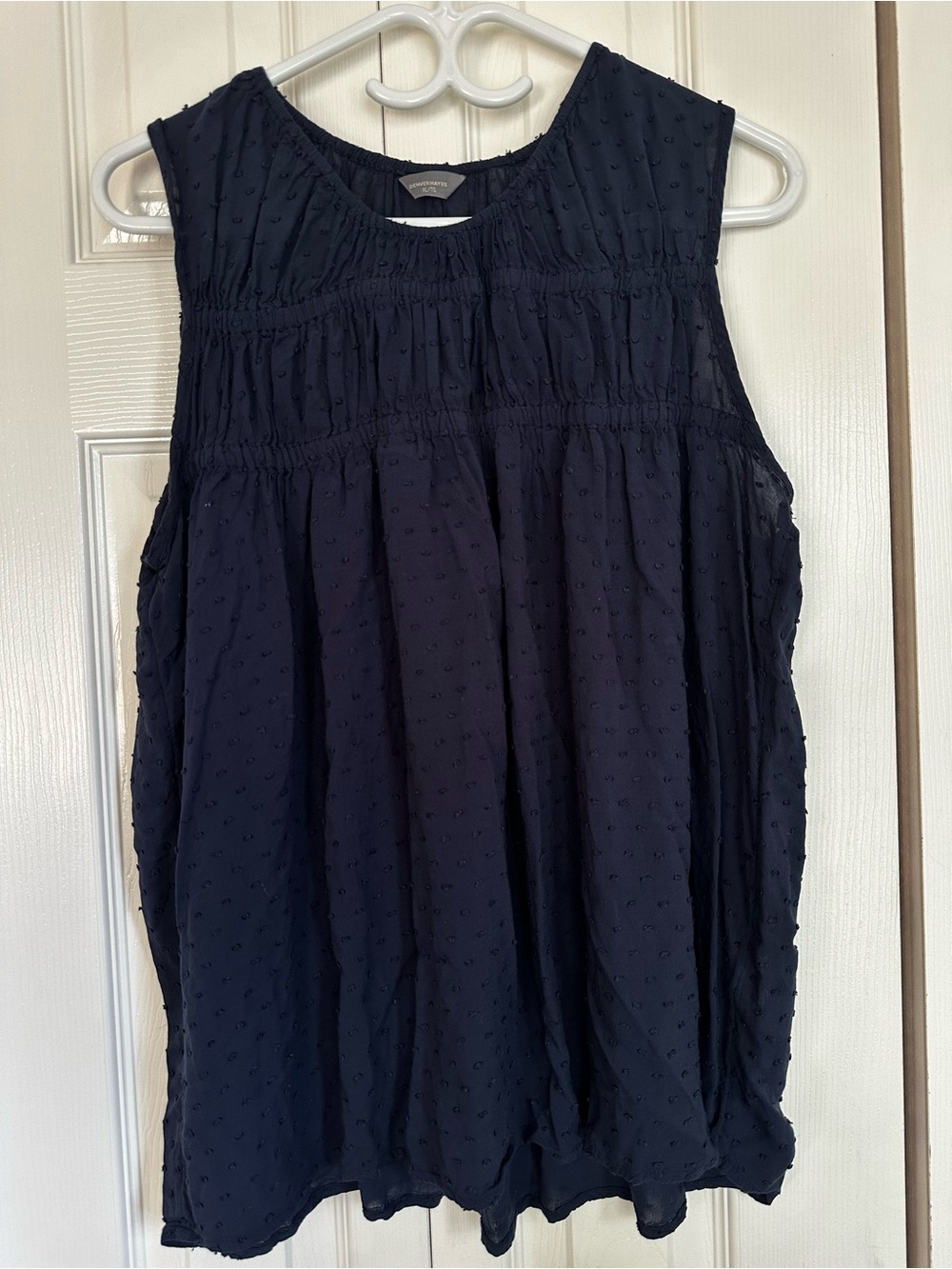 Denver Hayes Navy Sleeveless Textured Dot Camisole #51